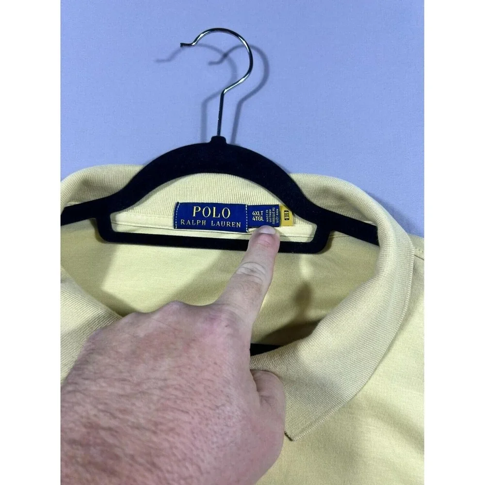 Polo Ralph Lauren Mens 4XLT Yellow Short Sleeve Classic Fit Pony Logo Polo Shirt
